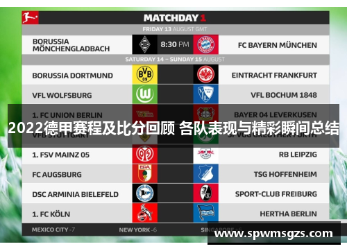 2022德甲赛程及比分回顾 各队表现与精彩瞬间总结 2022德甲赛程及比分回顾 各队表现与精彩瞬间总结